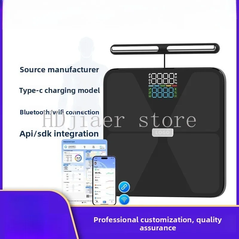 

8-Electrode Body Fat Scale - Factory Direct Smart LED Color Screen, Bluetooth/WIFI High Precision Digital Scale