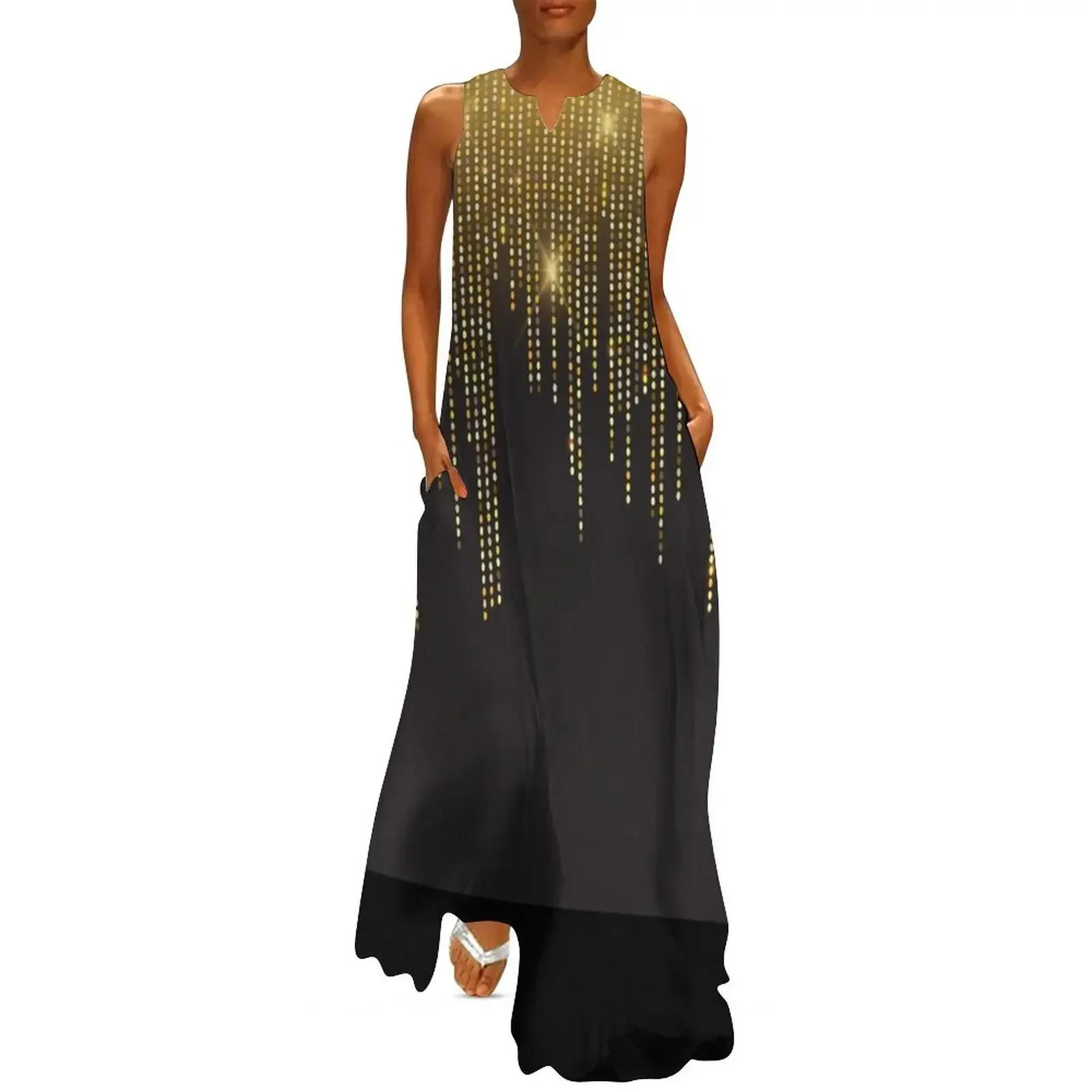 

GLITTERY GOLD Long Dress african dresses for woman Dresses dresses for womens 2025 Beachwear Dress