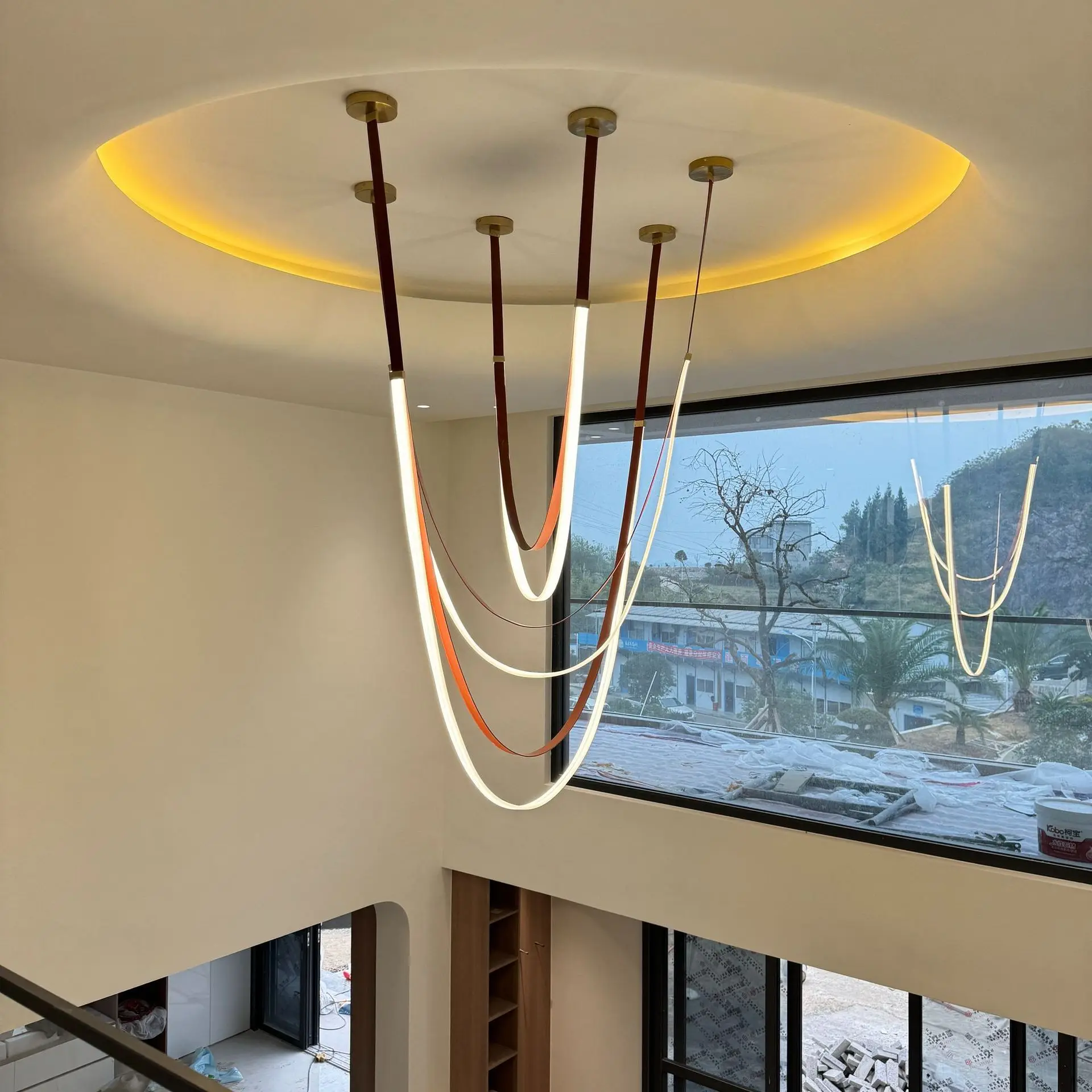 Nordic Leather Belt Ceiling Chandelier for Dining Living Room Bedroom Pendant Lamp Hanging Lighting Fixture