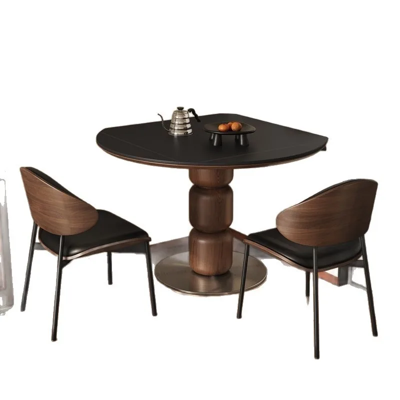 

Bauhaus Style Vintage Solid Wood Dining Table Foldable Round or Square Table and Chair Set for Small Home Use