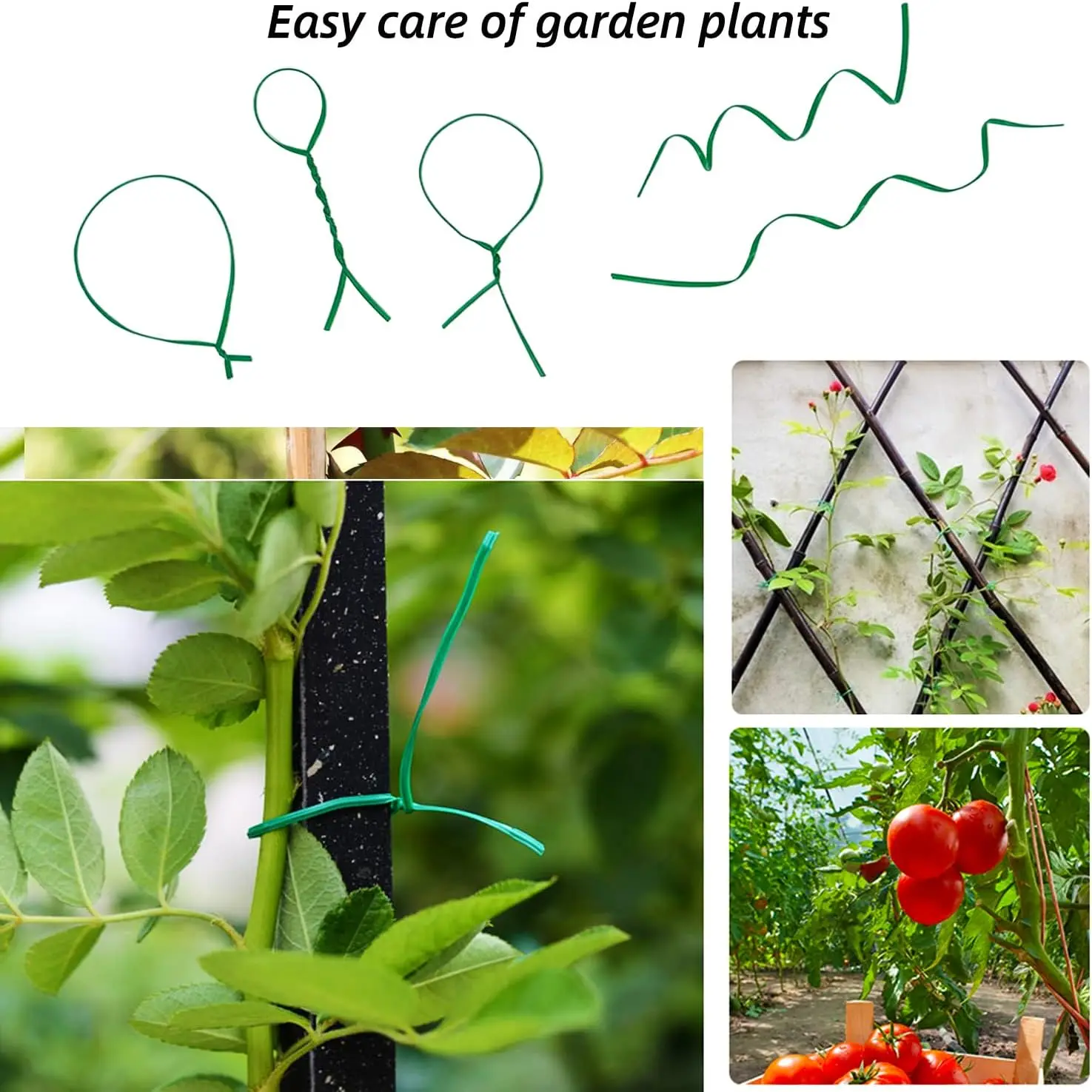 100PCS Gardening Cable Ties Reusable Oblate Iron Wire Twist Tie for Flower Plant Climbing Vines Multifunction Coated Fix Strings