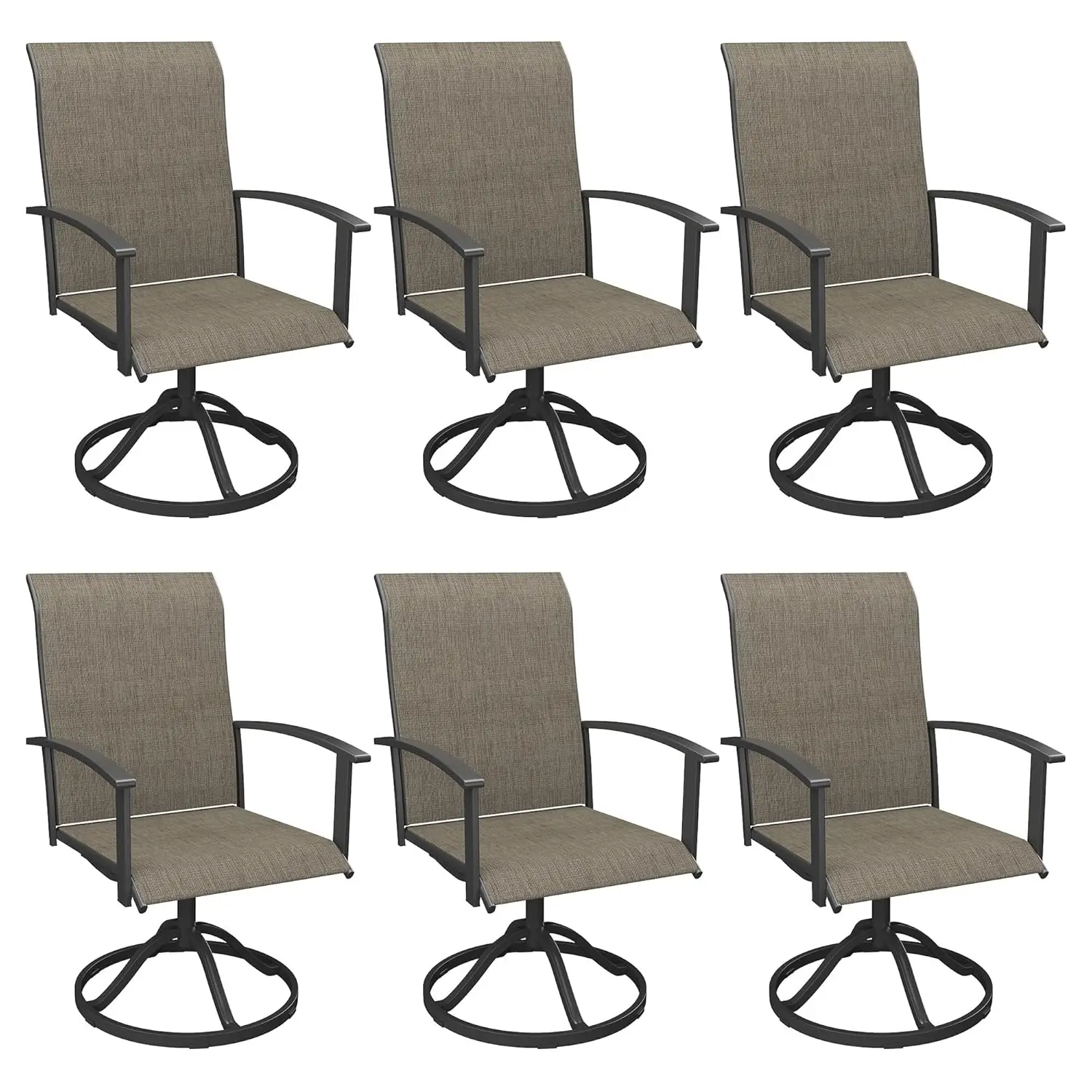 

Swivel Patio Chairs Set of 6, 360 Swivel Outdoor Dining Chairs with All Weather Textilene High Back and Metal, Customized