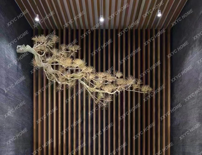 Simulation hanging welcome pine toothpick carving pine tree wall hanging side hanging upside down pine tree entrance window