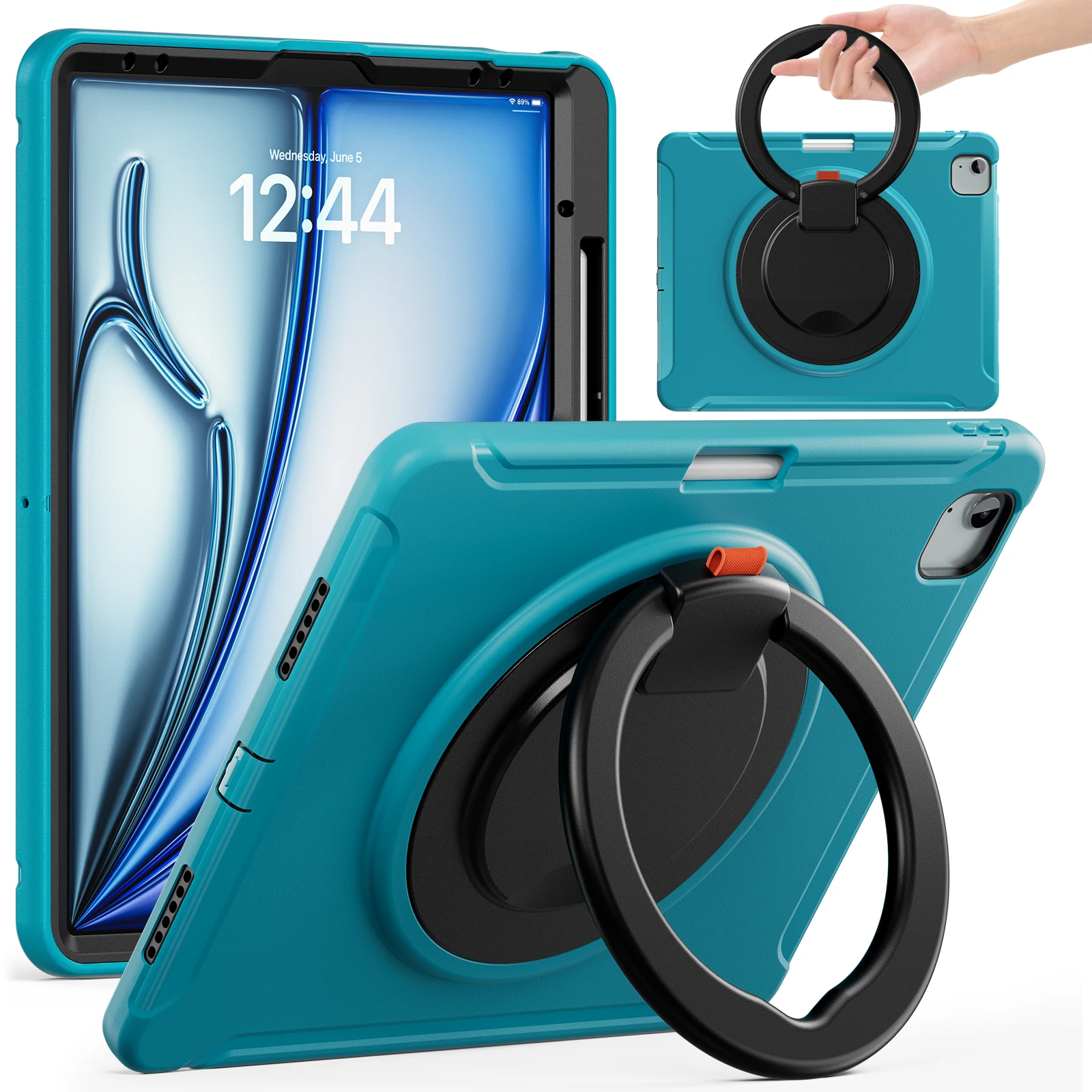 Case For iPad Air 13 2024 A2903 A2898 Pro 12.9 2018 2020 2021 2022 Hybrid Shockproof Cover With 360 degree rotatable Handle Grip