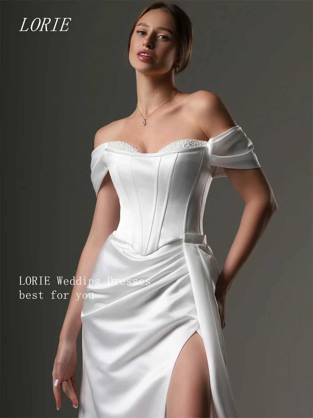 LORIE Luxuriöses Meerjungfrau-Hochzeitskleid mit Korsett, schulterfrei, Brautkleid mit Temperament, Perlenstickerei, Hochzeitskleid nach Maß 2026