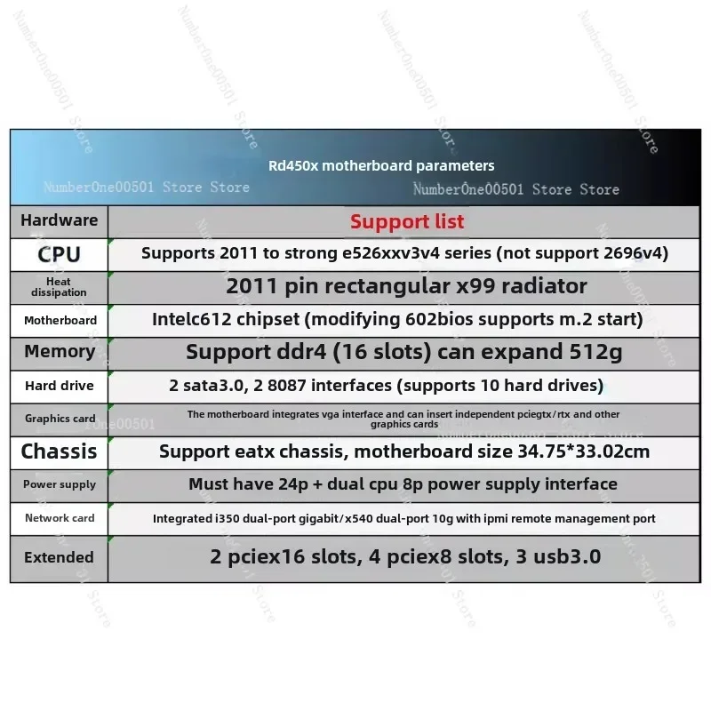 Dual X99 Studio Game Multi-Open Console  E5 2696V3 Computer Server  RD450X