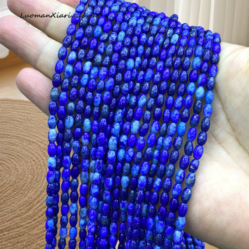 

Бесплатная доставка, 5 шт., овальные бусины-разделители из натурального камня лазурита 4x7 мм для изготовления ювелирных изделий, браслетов, подвесок, аксессуаров, 15 дюймов
