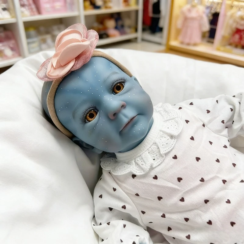 

45CM Newborn Baby Girl Reborn Doll Felicia Soft Touch 3D Blue Skin Special Doll Toy