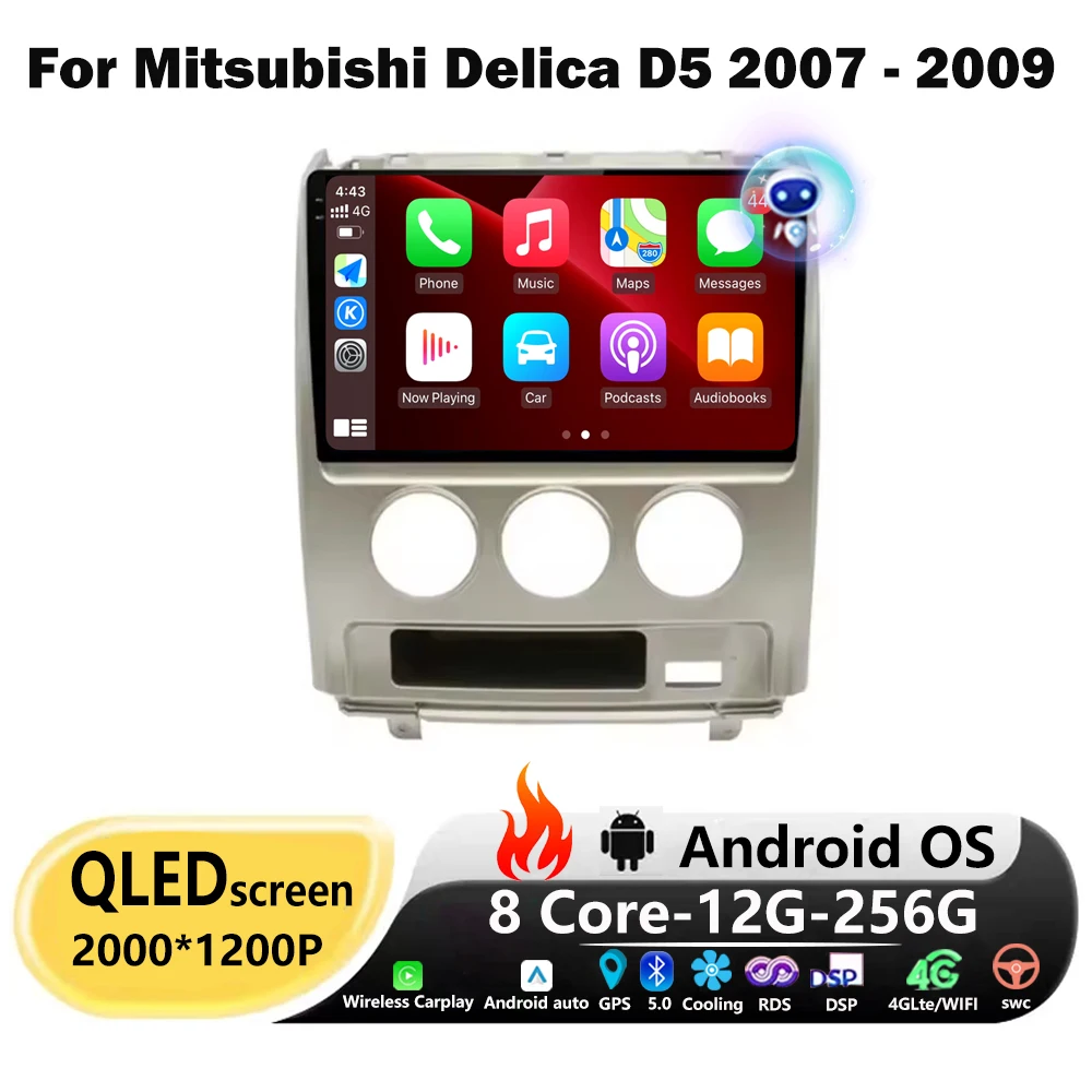 10 Inch For Mitsubishi Delica D5 2007 - 2009 RHD Android Auto Radio Stereo Multimedia Player GPS Navigation BT 4G WIFI Carplay