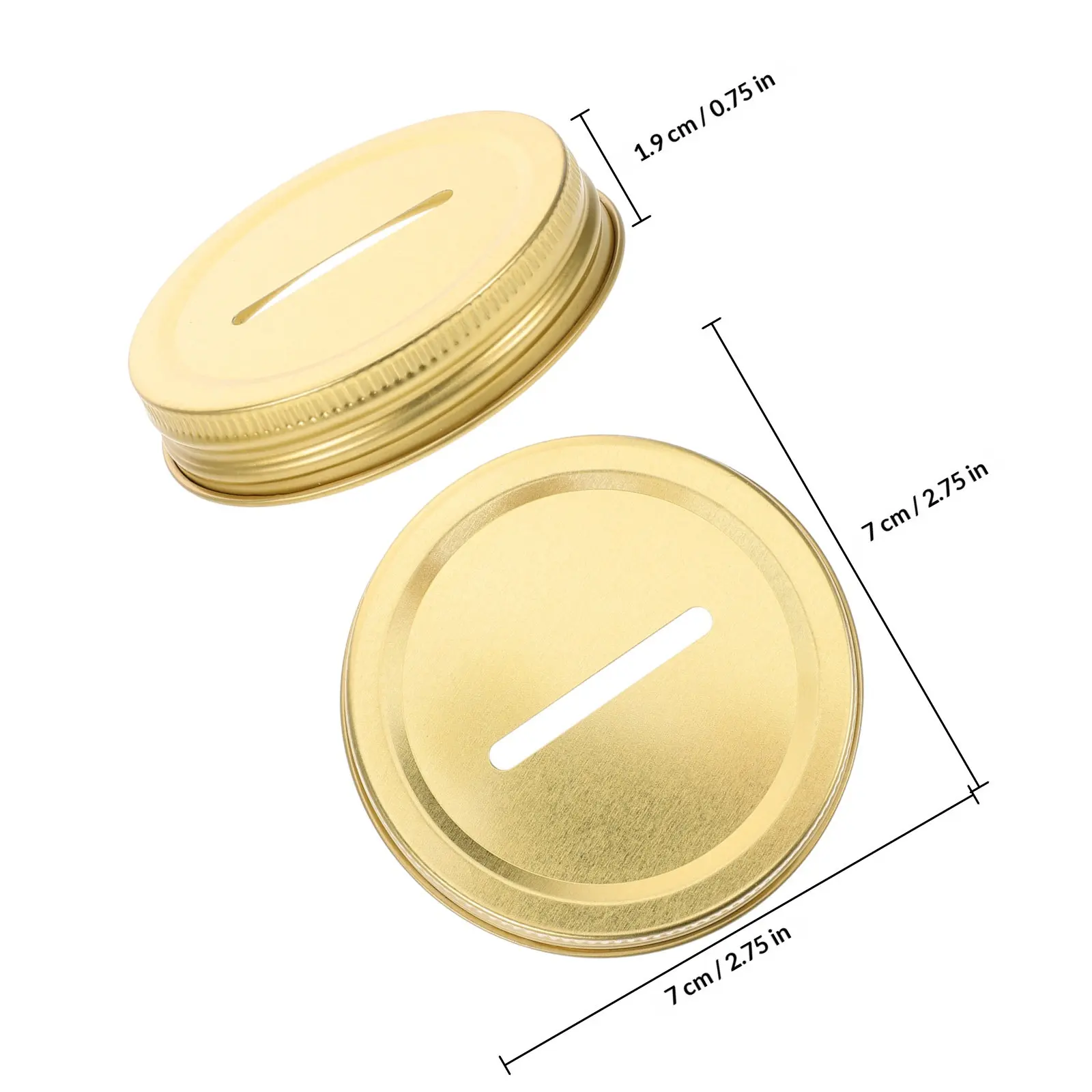 12Pcs Jar Coin Bank Lids 70Mm Regular Mouth Tinplate Metal Coin Slot Lid Money Saving Storage Reusable Jar Lid for Canning Jars