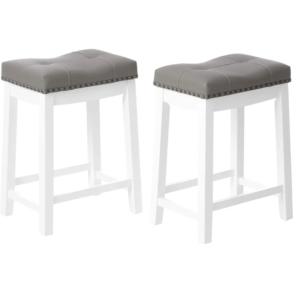 

Cambridge bar stools, 24" Set of 2, White with Gray Cushion
