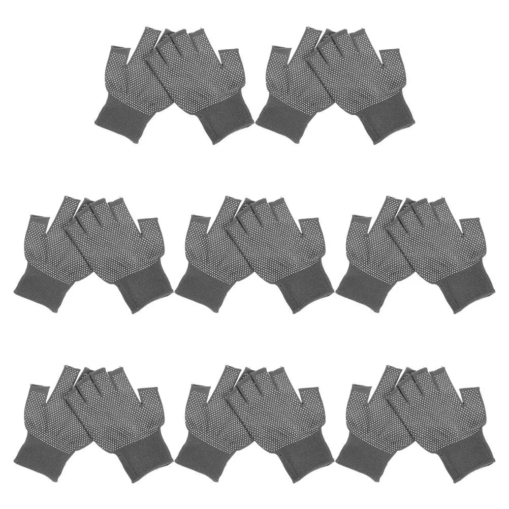 

8Pairs Nonskid Fingerless Work Gloves Breathable Half-Finger Gloves for Gardening Woodworking Outdoor Tasks Men Women