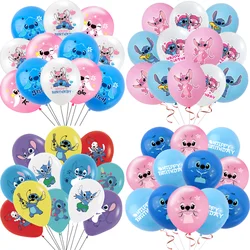 12PCS 12Inch Disney Lilo and Stitch Latex Balloon Set Boy Girl's Birthday Party Baby Shower Party Decorations Kid Toys Supplies