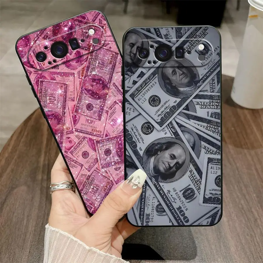 حافظة هاتف كاملة بالدولار الوردي لهاتف جوجل بيكسل 7a 10 9 Pro XL 8a 6a 6 7 8 Pro 9a غلاف ناعم أسود #4