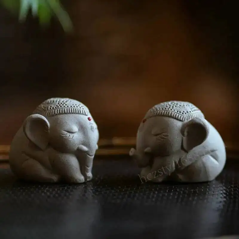  Zisha Tea Pet Tai Ping Object Elephant Small Ornament Handmade Tea Set Tea Player Home Decoration Accessories 
