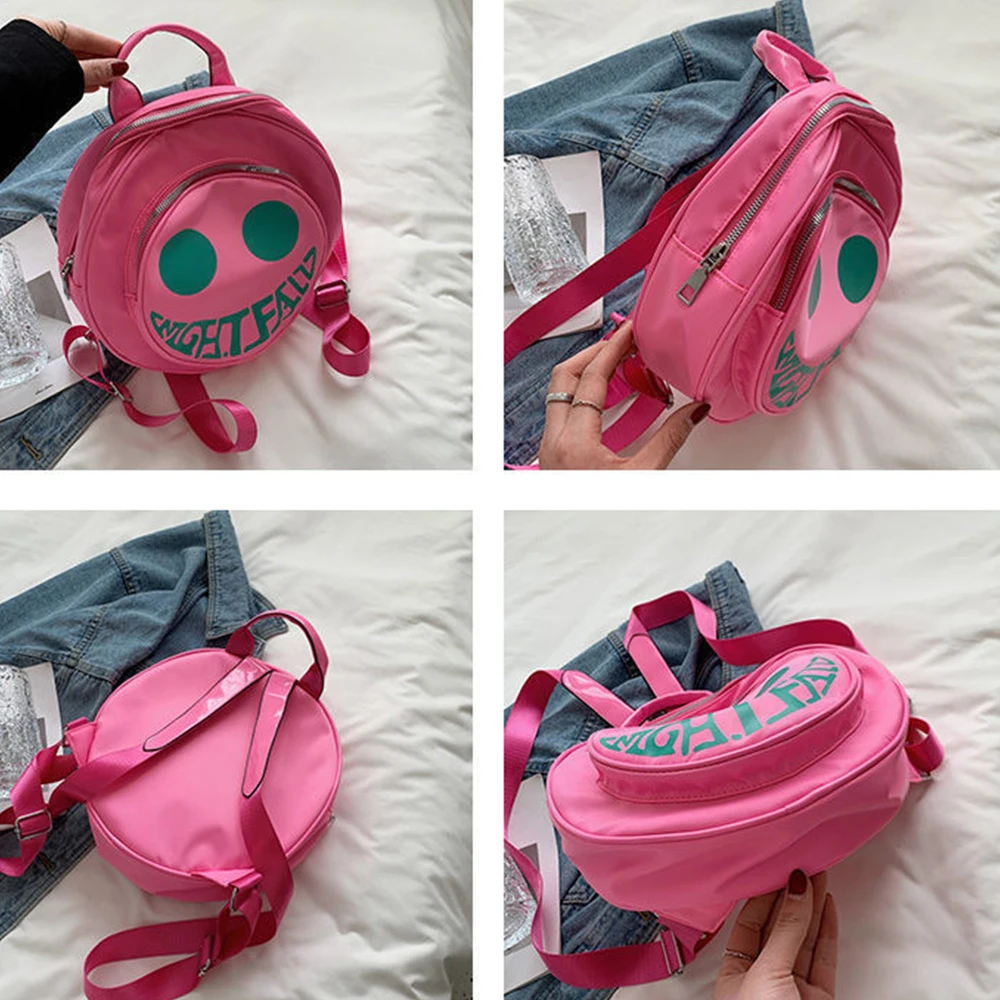 SYZM Fashion Devil Smiling Face Backpack  Individual Round Bags Summer Women Girls Backpack Small Children Shoulders Bag