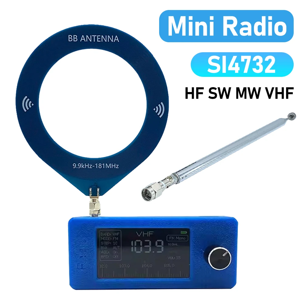 SI4732 0.5-108 ميجا هرتز راديو محمول LSB USB AM FM جيب راديو صغير 1.9 بوصة IPS شاشة جميع الموجات راديو استقبال HF SW MW VHF راديو