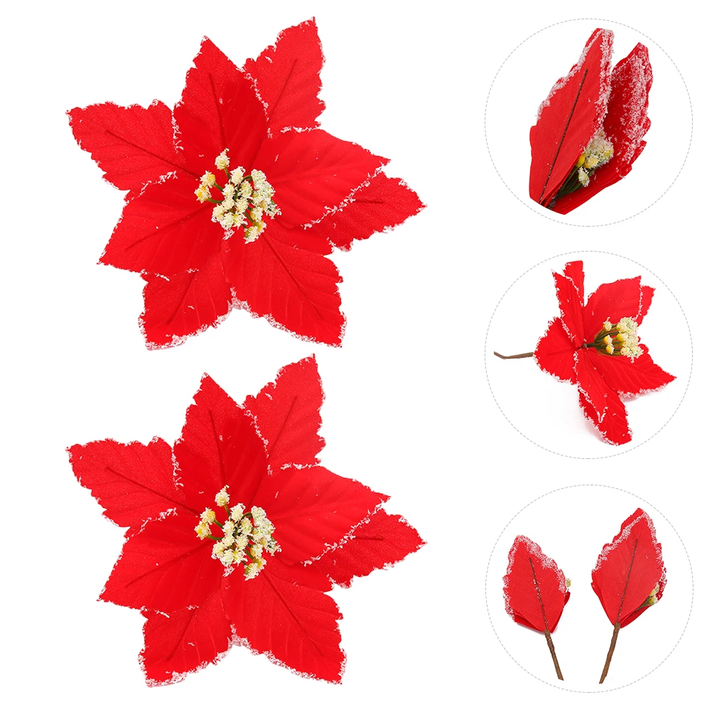

2Pcs Christmas Flowers Pendant Artificial Decoration Reusable Xmas Tree Ornaments Vase Wreath Party Supplies Christmas Supplies