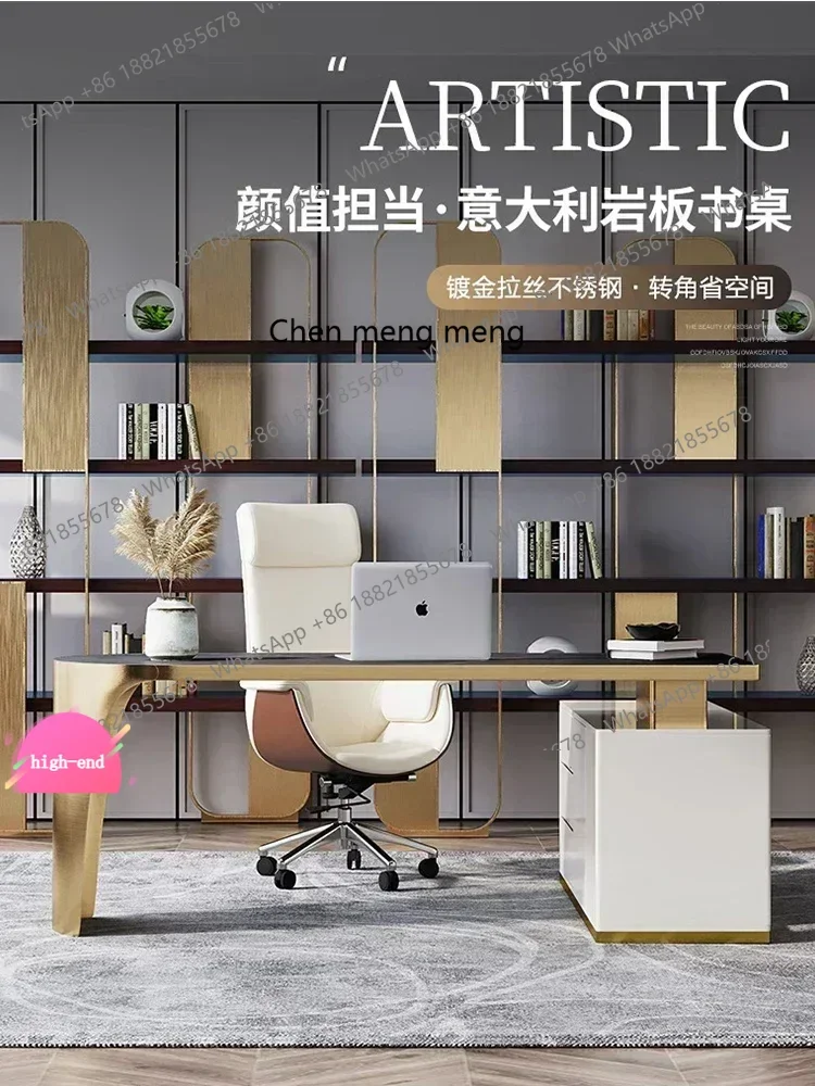 Light Luxury Stone Plate Desk Home Workbench Simple Desk Desktop Computer Table and Chair Combination  AB