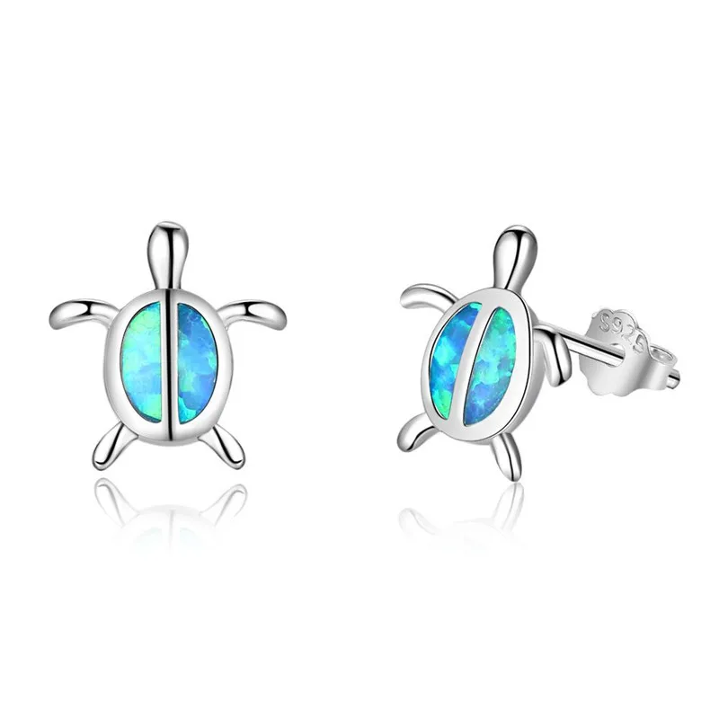 

Hotsales 925 Sterling Silver Animal Turtle Wholesale Opal Stone Stud Earrings