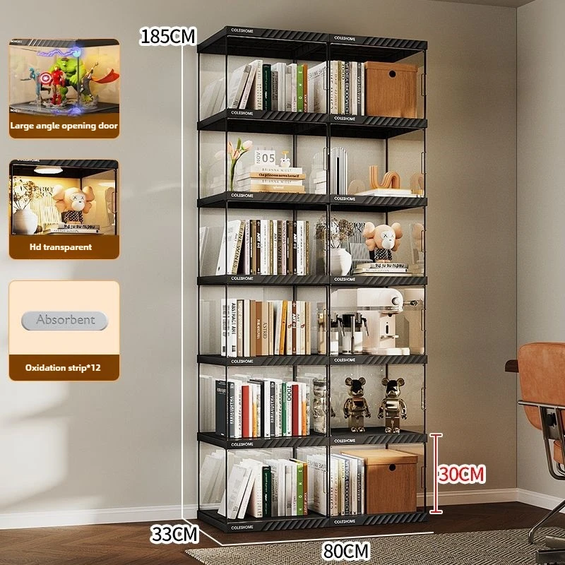 Bookshelf,floor standing storage rack,living room storage cabinet with door,children's transparent display,dust-proof cabinet