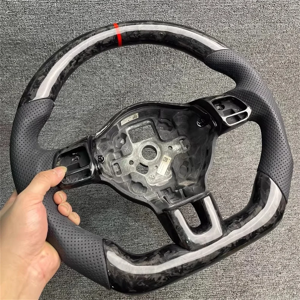 

Forged Carbon Fiber Steering Wheel Red Stitch Car Accessories Modification For Volkswagen VW Golf MK6 GTI R Scirocco R Leather