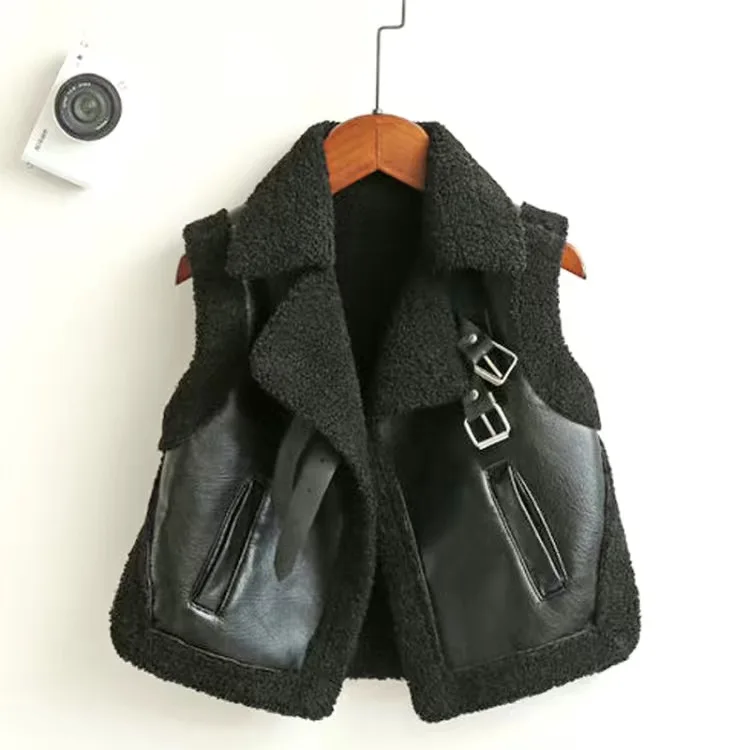 Neue Mädchen Jacke Leder Weste Mode Kinder Mäntel Französisch Kinder Oberbekleidung Frühling Herbst 22-046