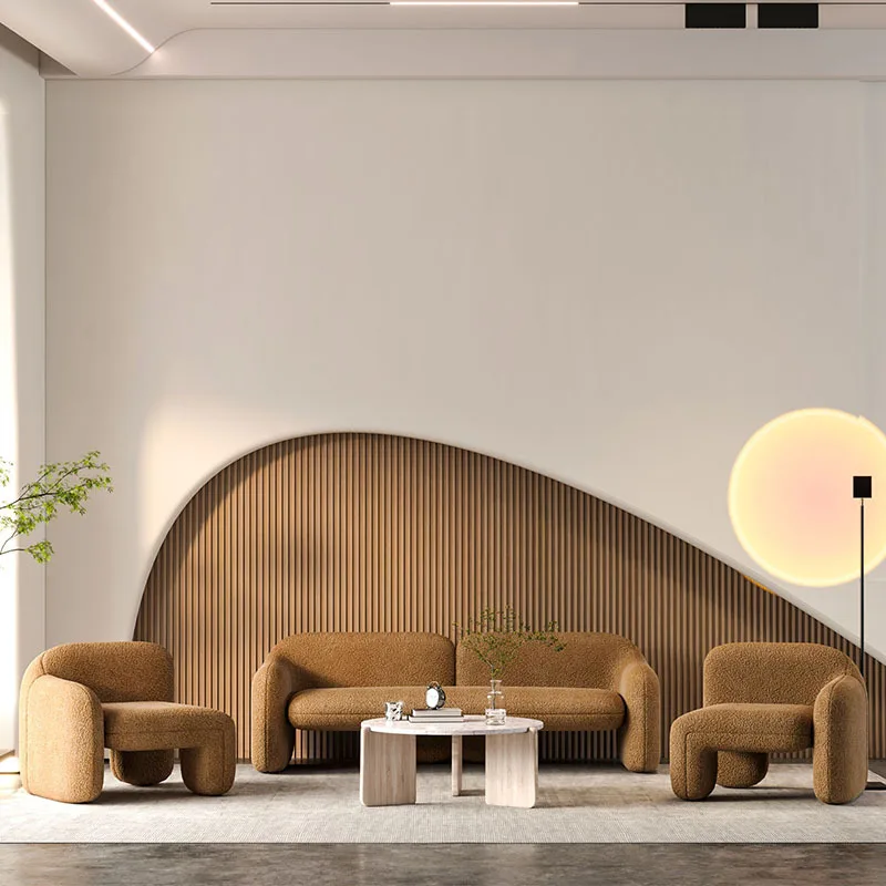 Swan flannel reception fabric sofa lamb fleece curved hotel living room wind furniture home