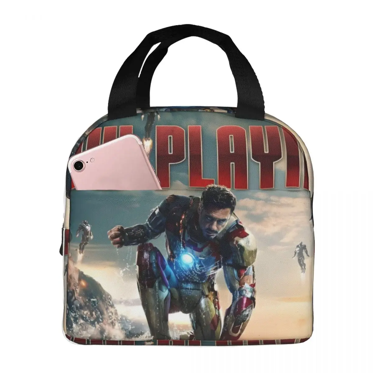 

Hiking Iron Man Aluminum Foil Insulation Unique Marvel Animation Iron Man Insulation Rice Bag Ladies Picnic Storage