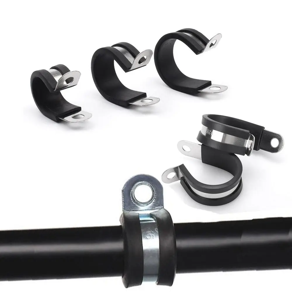 Hot sale Metal Wiring Hose Clamp Useful R-type Rubber Lined Clips Durable Cable Fasteners Hardware Electrical Fittings