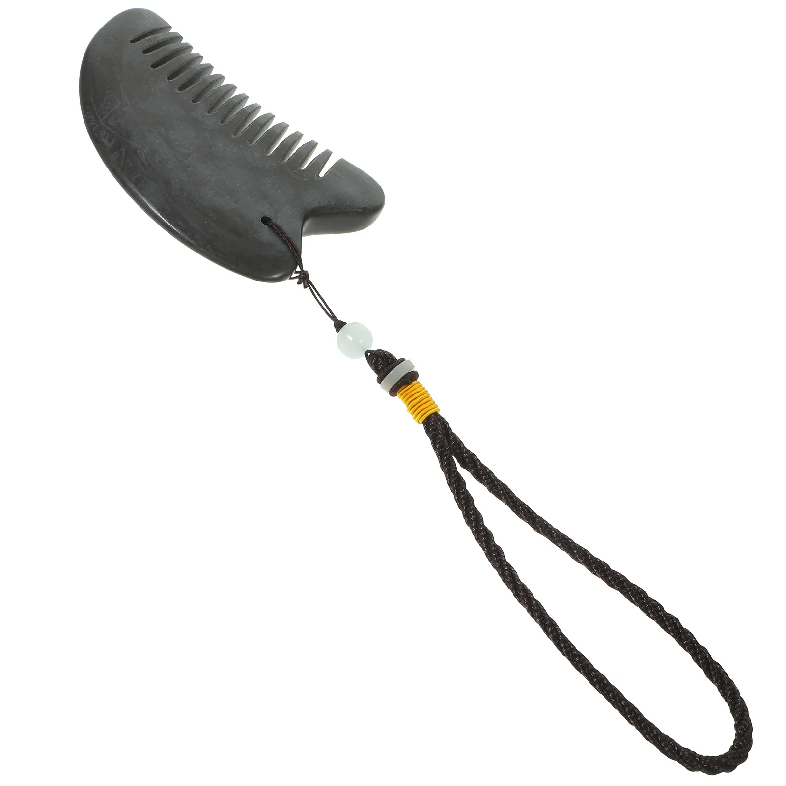 1 Juego de peine de masaje de acupuntura de piedra, peine desenredante hecho a mano Natural, cuidado del cuero cabelludo sin estática, cómodo masaje de cabello de piedra portátil