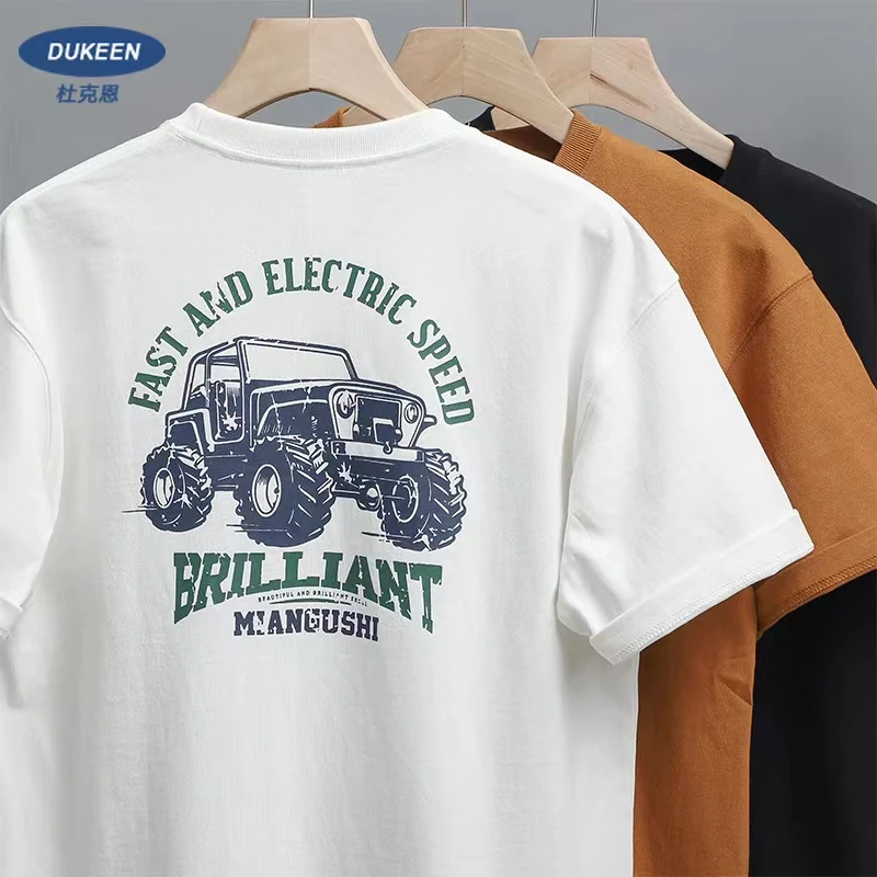 

Футболка Dukeen 320G мужская с принтом багги, плотная дышащая хлопковая рубашка с коротким рукавом, в стиле ретро, на лето