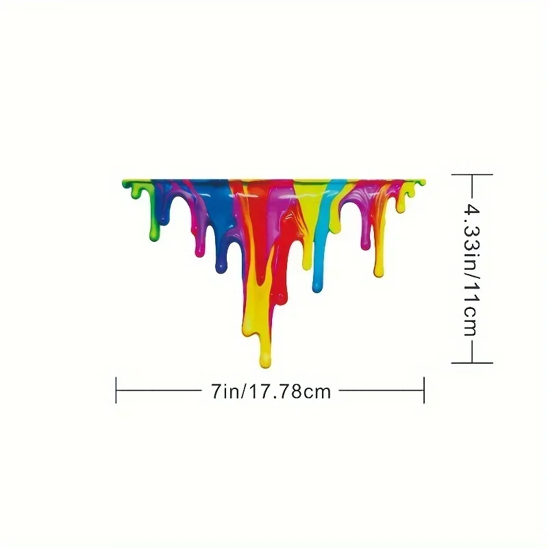 1PC 레인보우 드립 디자인 자동차 오토바이 스티커, 트렌디한 데칼, 눈에 띄는 차량용 창의적인 스티커
