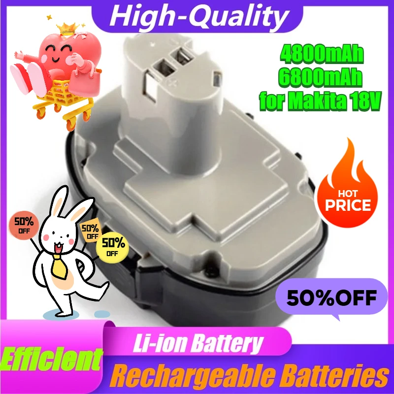 

4800mAh 6800mAh for Makita 18V 121822 1823 1834 1835 192827-3 192829-9 193159-1 1931
