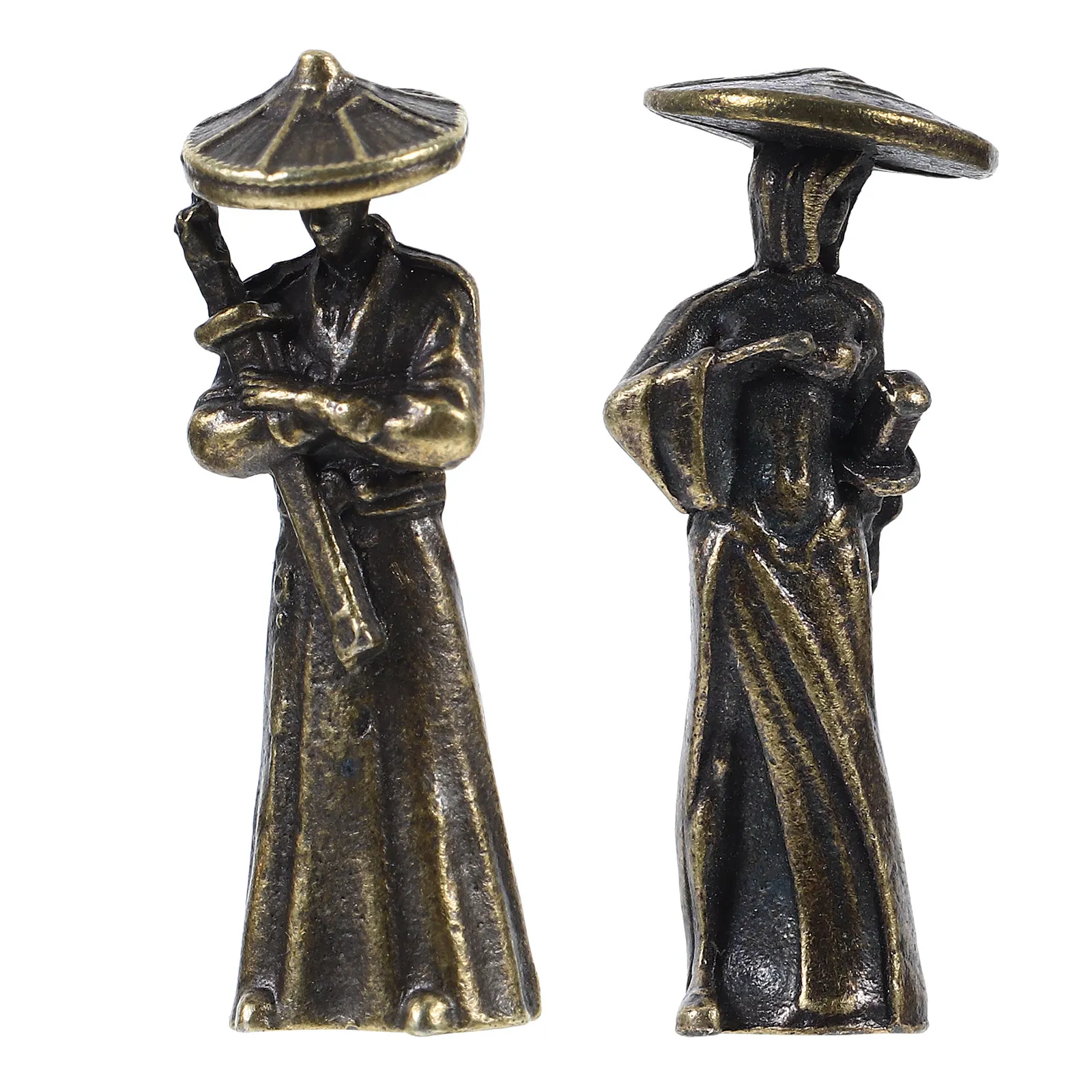 2Pcs Miniature Samurai Ancient Chinese Warrior Sculpture Zen Garden Bonsai Decoration Car Interior Dashboard Ornament Car