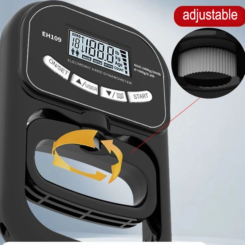Tester siły chwytu 265 funtów/120 kg cyfrowy dynamometr ręczny miernik siły chwytu ekran LCD USB ściskacz do treningu siłowego