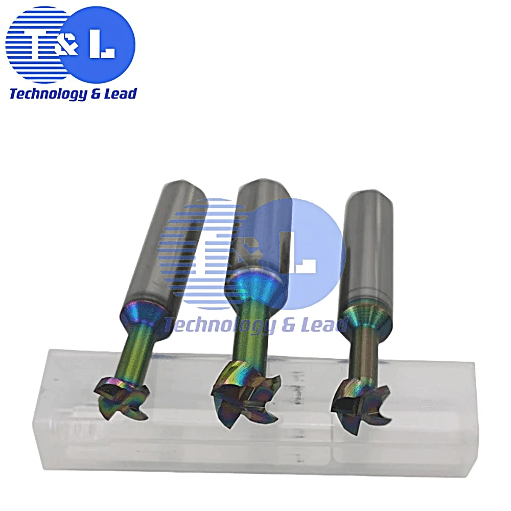 T&L HRC50 4-Flute Colourful Coating Tungsten Steel Carbide Aluminium T-Shape Milling Cutter CNC Mechanical Machining Tools