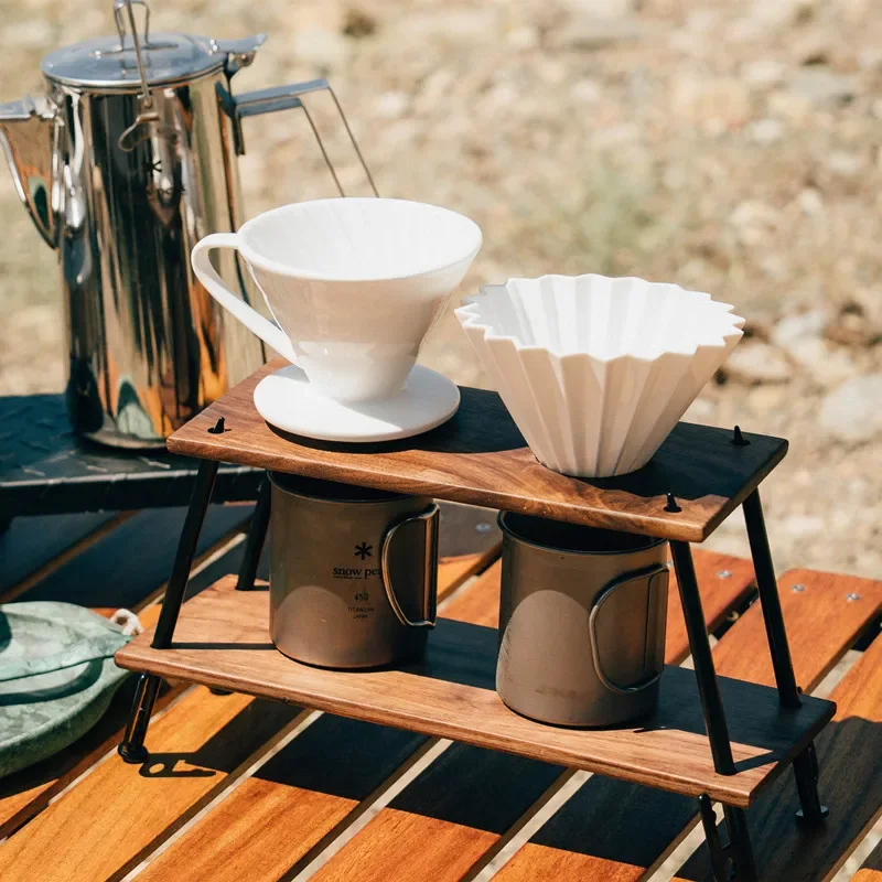 

Outdoor Solid Wood Pour Over Coffee Stand Camping Storage Stand Black Walnut Pour Over Coffee Stand Cup Drip Pot Stand