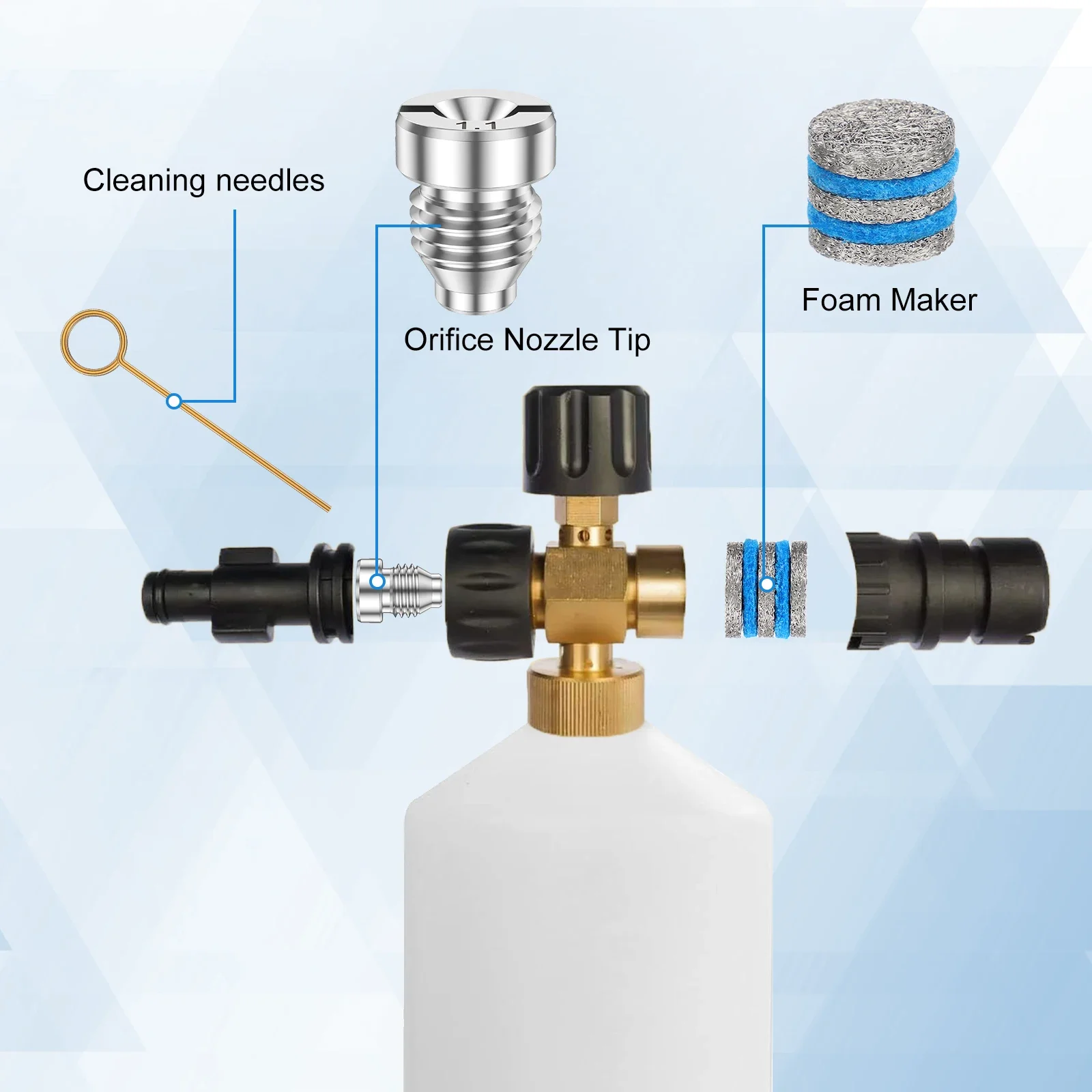 1.1 mm Stainless Steel Nozzle Rust Resistant Foam Maker Heat Resisting Orifice Nozzle Tip Most Pressure Washer