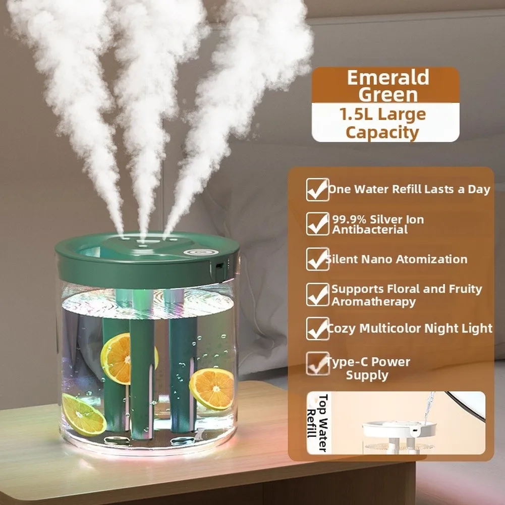 Humidifier with Extended Runtime Up to 10 Hours Soft Glow Night Light Stainless Steel Construction White Green Pink
