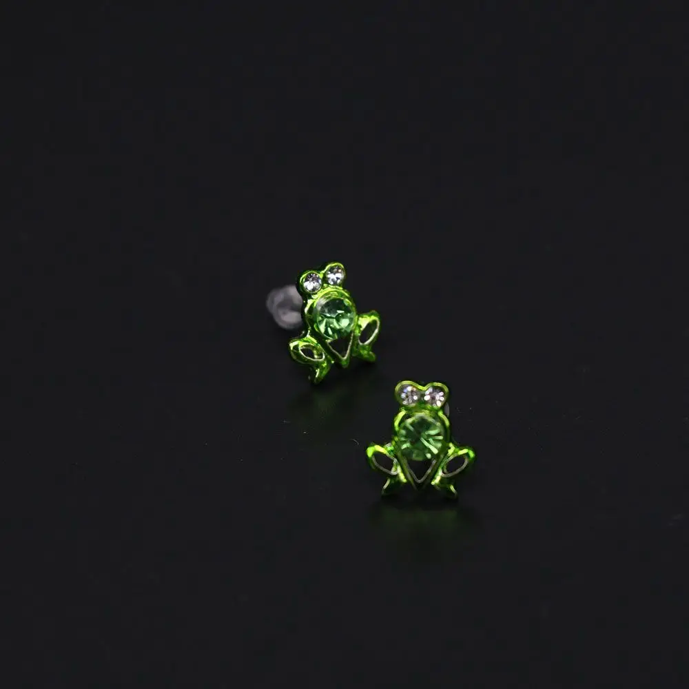 Wrap Enamel Stylish Rhinestone Green Crystal Fashion Jewelry for Women Earrings Frog Stud Earrings Ear Stud