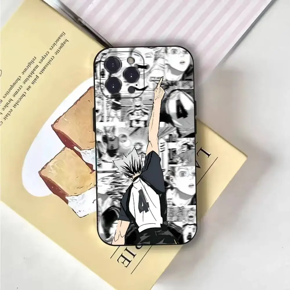 هايكيو!! Karasuno الكرة الطائرة عضو أنيمي جراب هاتف آيفون 16 15 14 13 برو ماكس 11 12 Mini X Xs XR Se غطاء سيليكون أسود #5