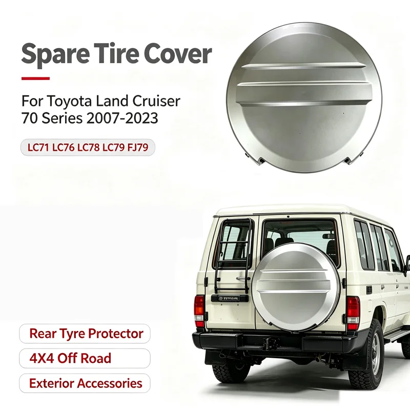 4X4 Off Road Spare Tire Cover For Toyota Land Cruiser 70 Series LC71 LC76 LC78 LC79 FJ79 2007-2023 Rear Spare Tyre Protector