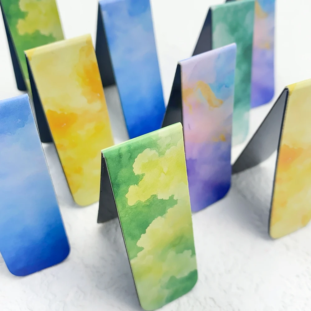 5pcs Watercolor Magnetic Bookmark Reading Pages Books Annotated School Stationary Supplies DIY Aesthetic Bookmarks Students Gift