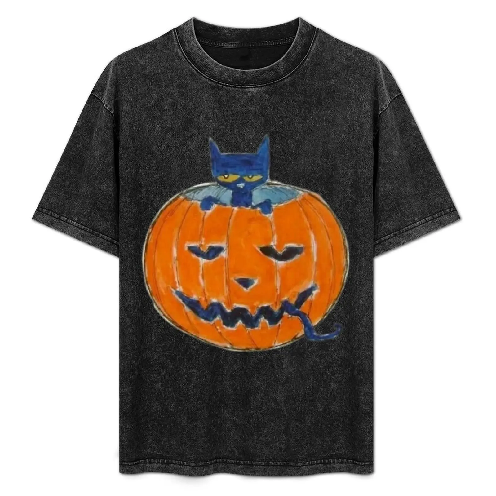 pete the cat in a pumpkin T-Shirt customs design your own quick-drying plus sizes mens graphic t-shirts big and tall