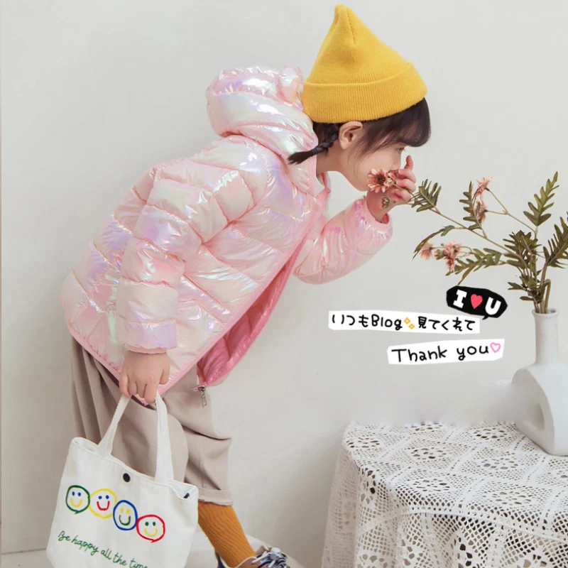 Dziecięca kurtka puchowa z kapturem zimowa koreańska wersja koreańska 0-6 lat chłopiec dziewczyna plus aksamitne ciepłe bawełniane ubrania modna odzież dziecięca