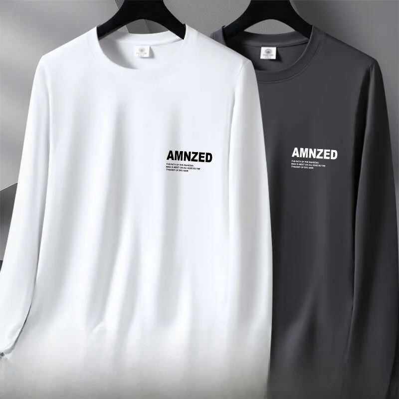 

Высококачественная эластичная мужская футболка с длинным рукавом, модная корейская версия, трендовая молодежная футболка приталенного кроя из полиэстера