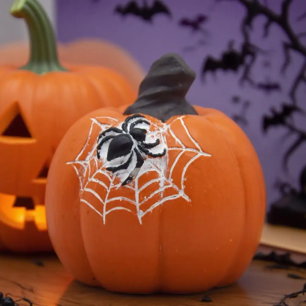 パンプキンデザイン 不気味なハロウィーンのカボチャの置物 かわいい農家の装飾 ホームマントルフロントドア用 樹脂製テーブルトップ ポーチ用