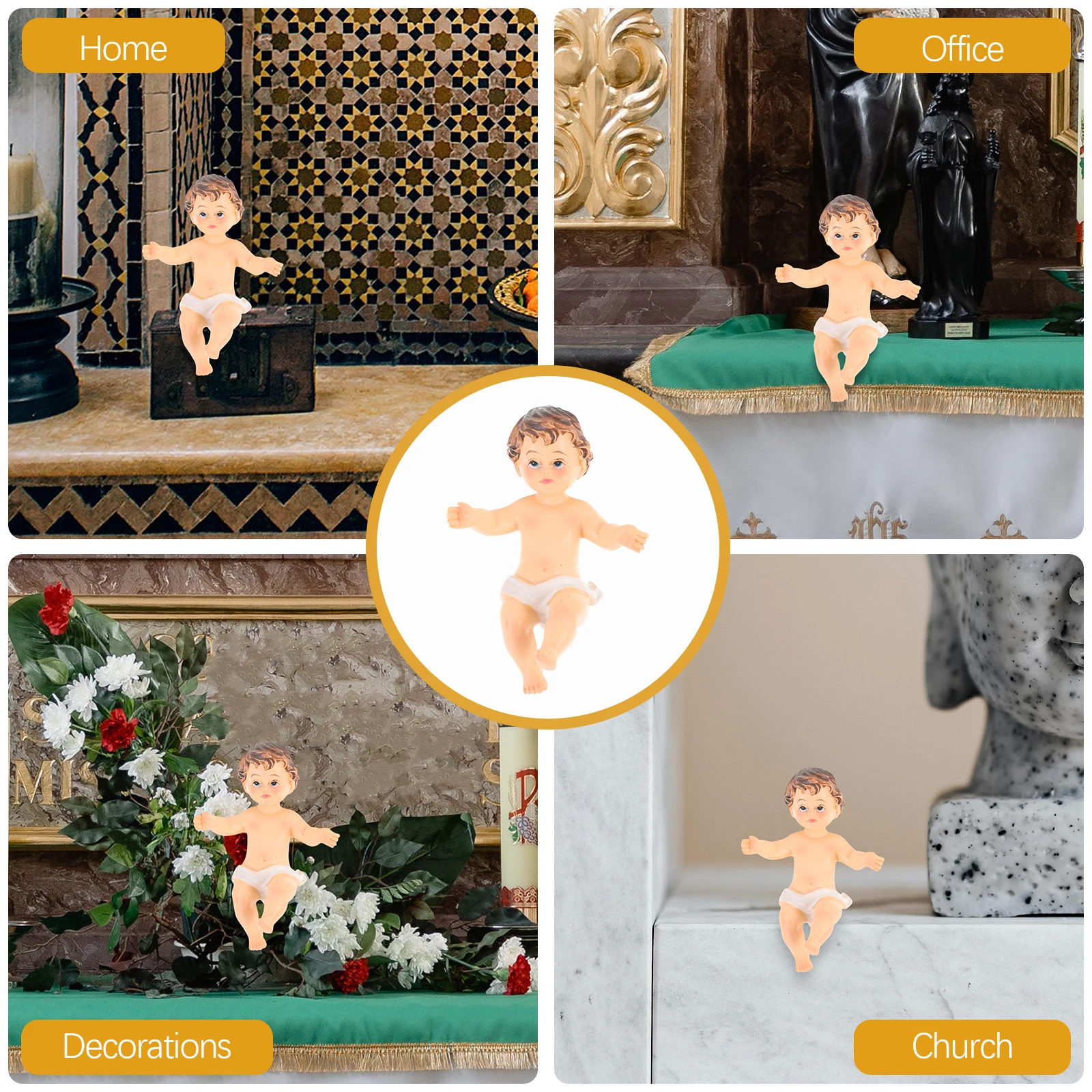 

Jesus Resin Statue Miniature Smooth Craft Desktop Decor Religious Nativity Sculpture Jesus Ornament Church Decorations