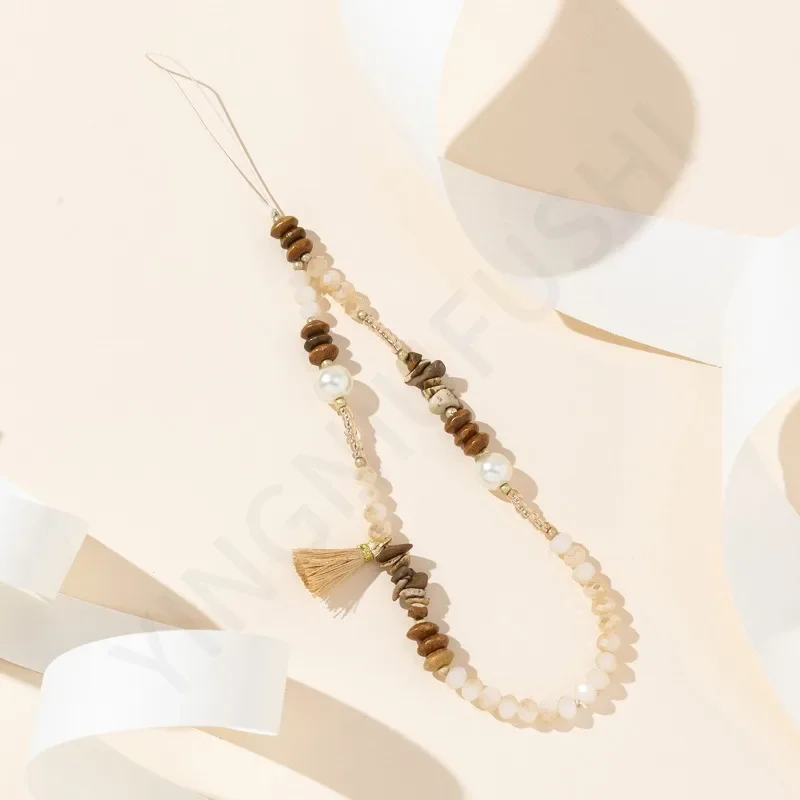 Creatieve Kristallen Kralen Telefoon Ketting Lanyard Sieraden voor Vrouwen Gift Mooie Boog Fringe Hanger Antislip Mobiele Telefoon Case Touw